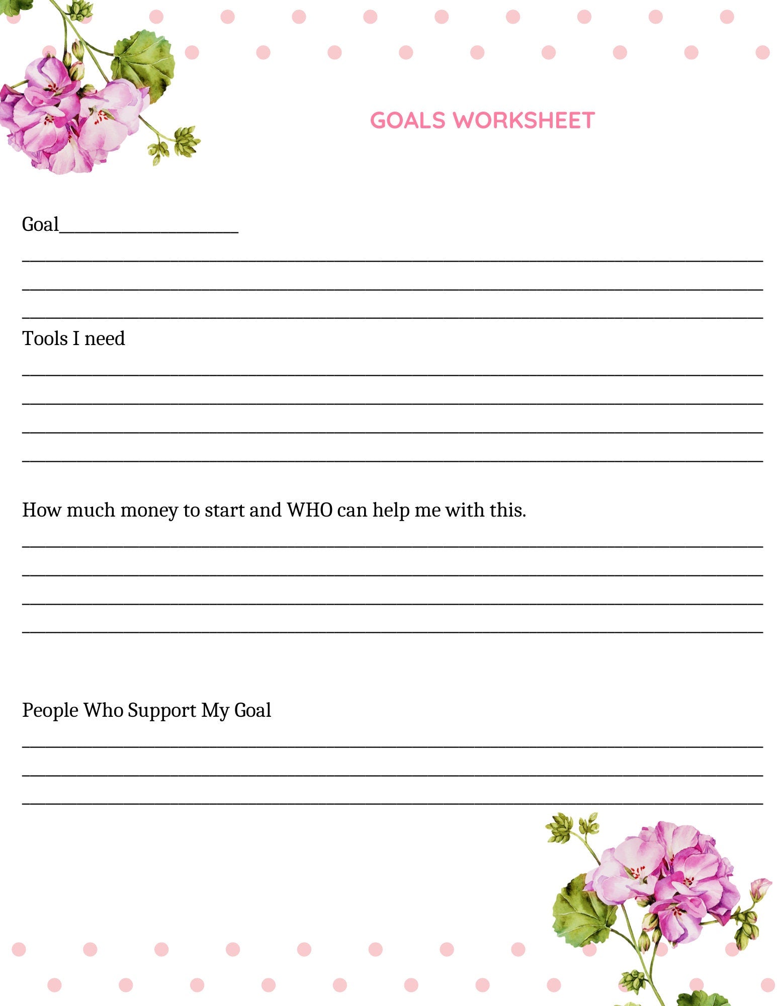 Goals Sheet