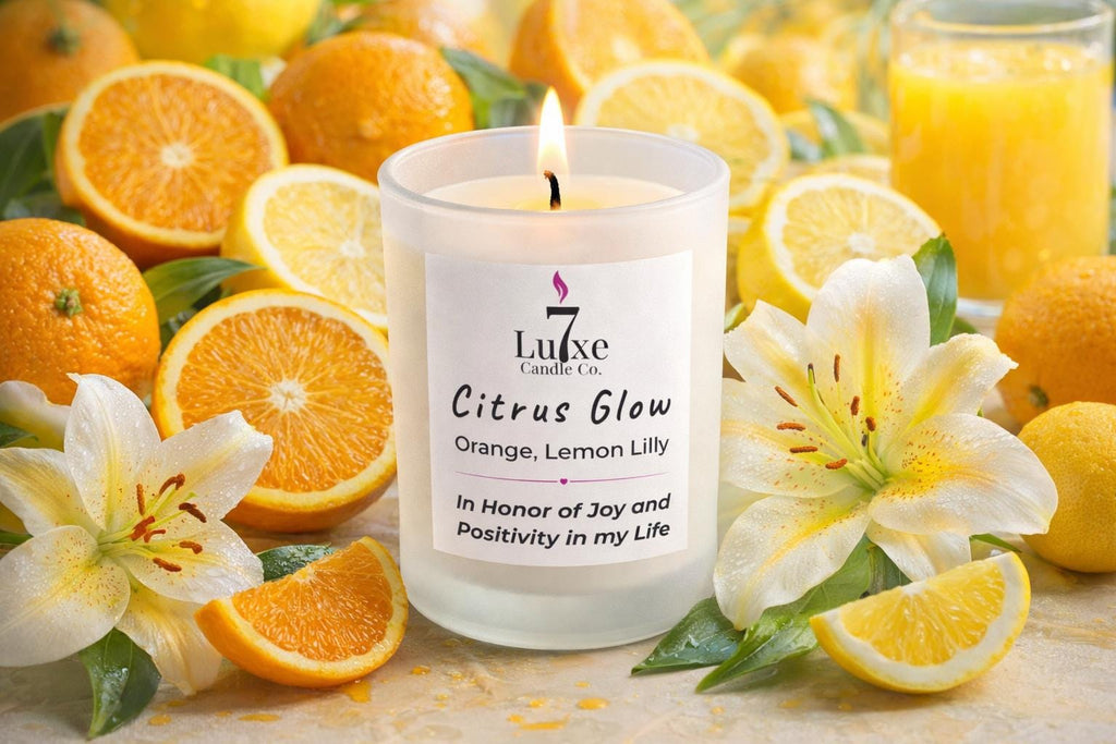 Citrus Glow | Soy Coconut Candle 8oz | Lemon Jasmine Bamboo | Clean Burn Luxury | Frosted White Jar | Cotton Wick | Affirmation Candle