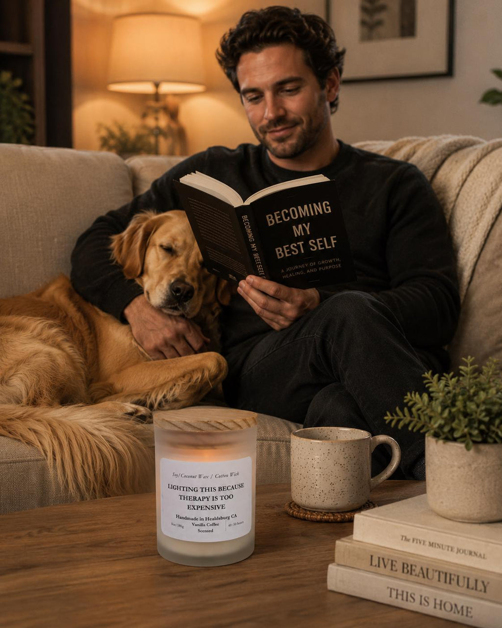 Humorous | Soy Coconut Candle 8oz | Vanilla Coffee Scented | Luxury Candle | Frosted White Jar
