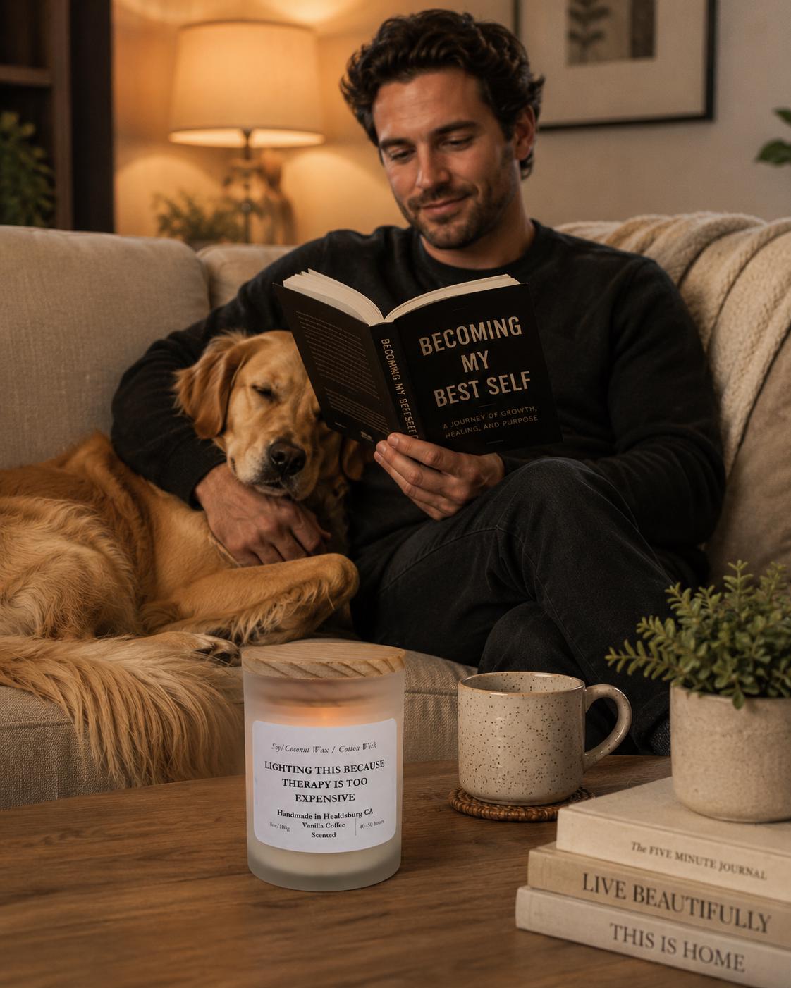 Humorous | Soy Coconut Candle 8oz | Vanilla Coffee Scented | Luxury Candle | Frosted White Jar