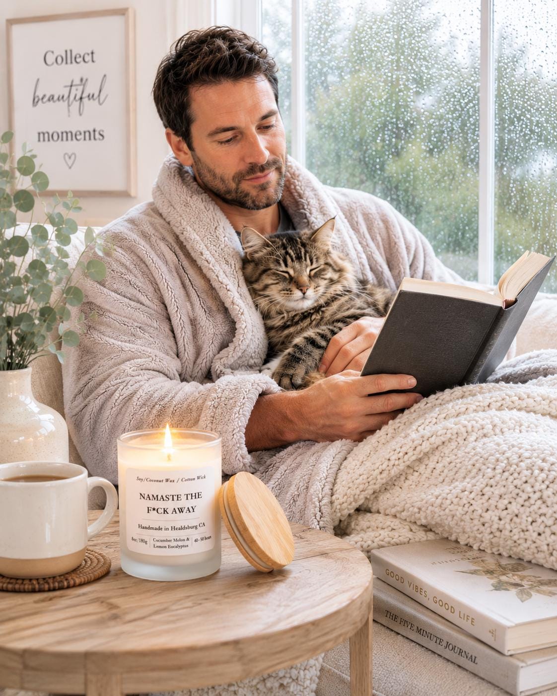 Humorous | Soy Coconut Candle 8oz | Cucumber Melon & Lemon Eucalyptus Scented | Luxury Candle | Frosted White Jar