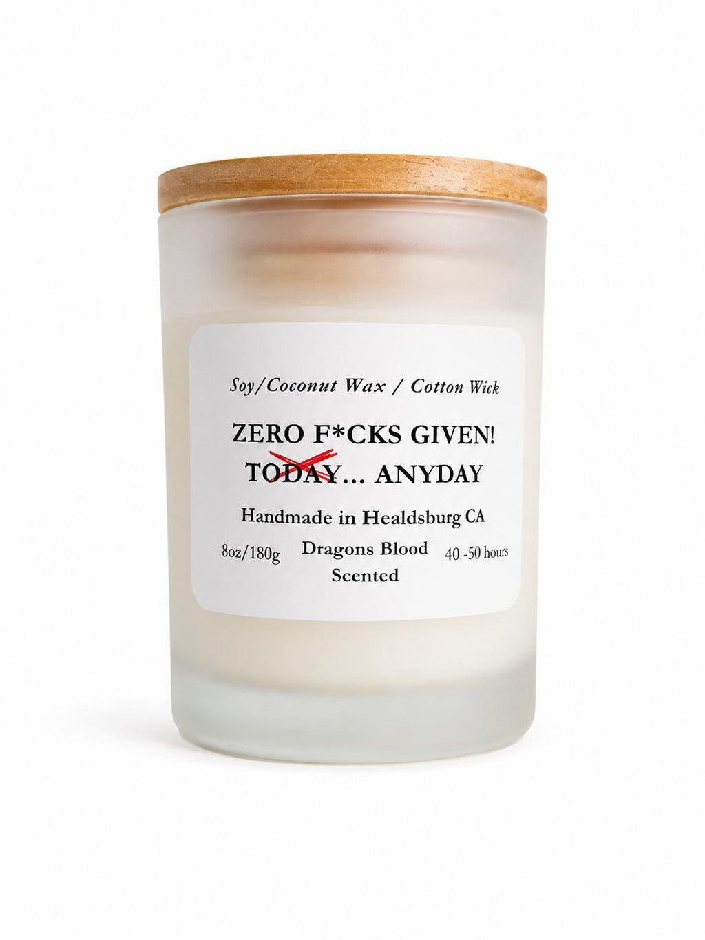Humorous | Soy Coconut Candle 8oz | Dragons Blood Scented | Luxury Candle | Frosted White Jar