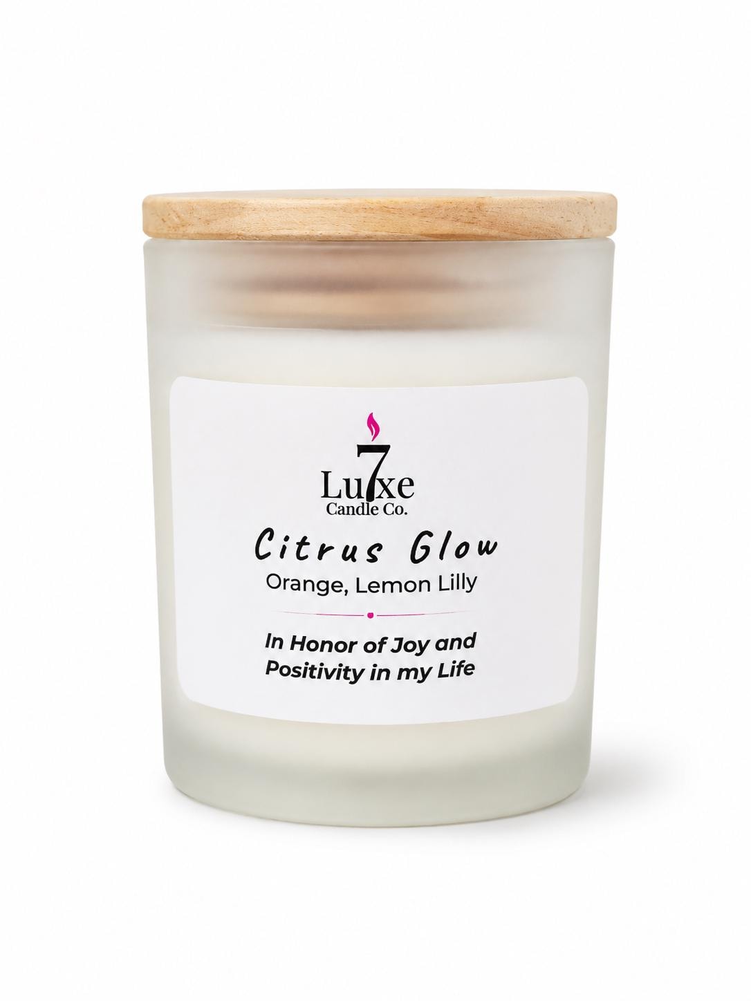 Citrus Glow | Soy Coconut Candle 8oz | Lemon Jasmine Bamboo | Clean Burn Luxury | Frosted White Jar | Cotton Wick | Affirmation Candle