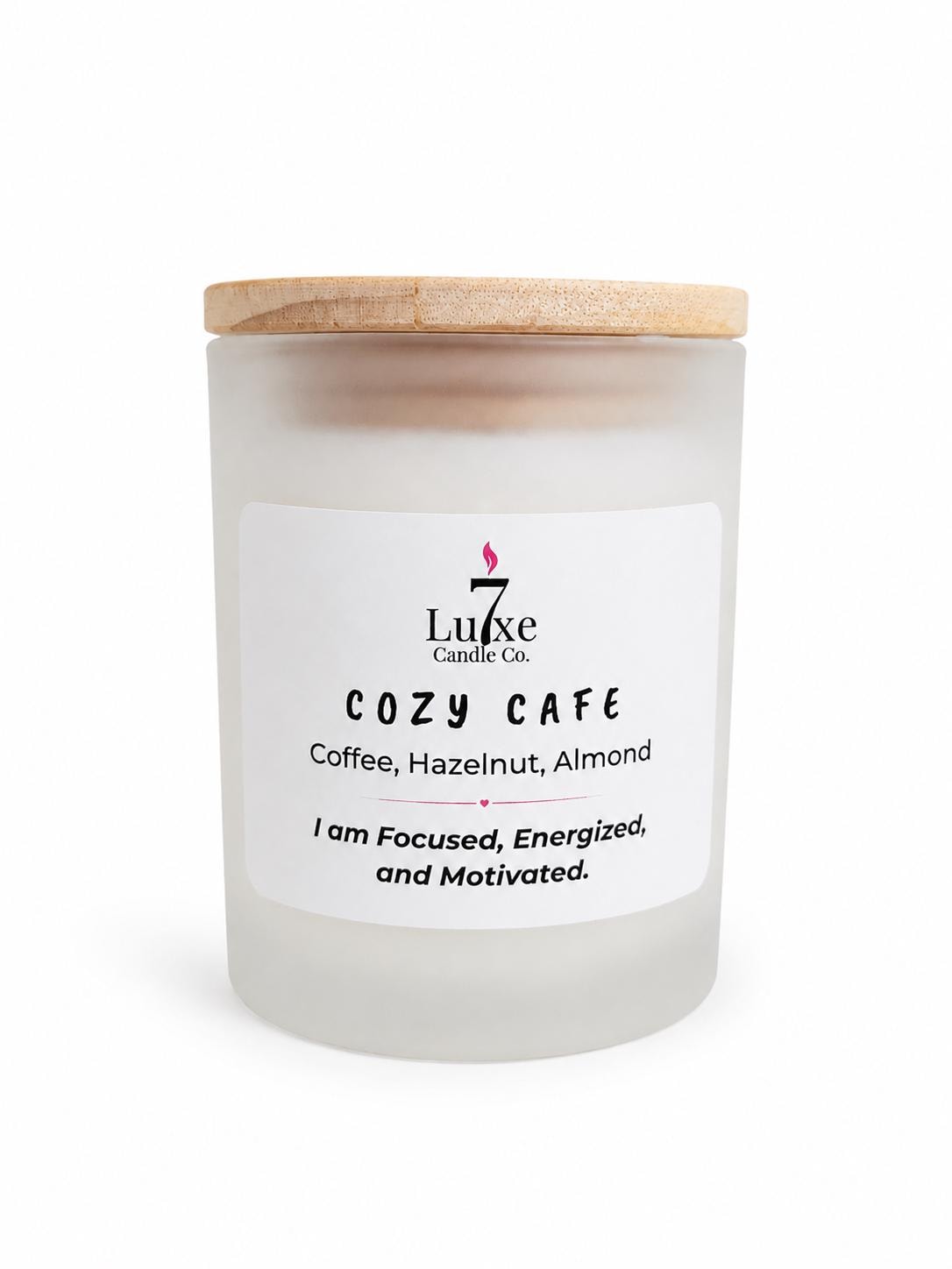 Cozy Cafe | Soy Coconut Candle 8oz | Lemon Jasmine Bamboo | Clean Burn Luxury Candle | Frosted White Jar | Cotton Wick | Affirmation Candle