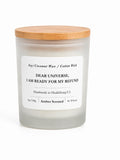 Humorous | Soy Coconut Candle 8oz | Amber Scented | Luxury Candle | Frosted White Jar