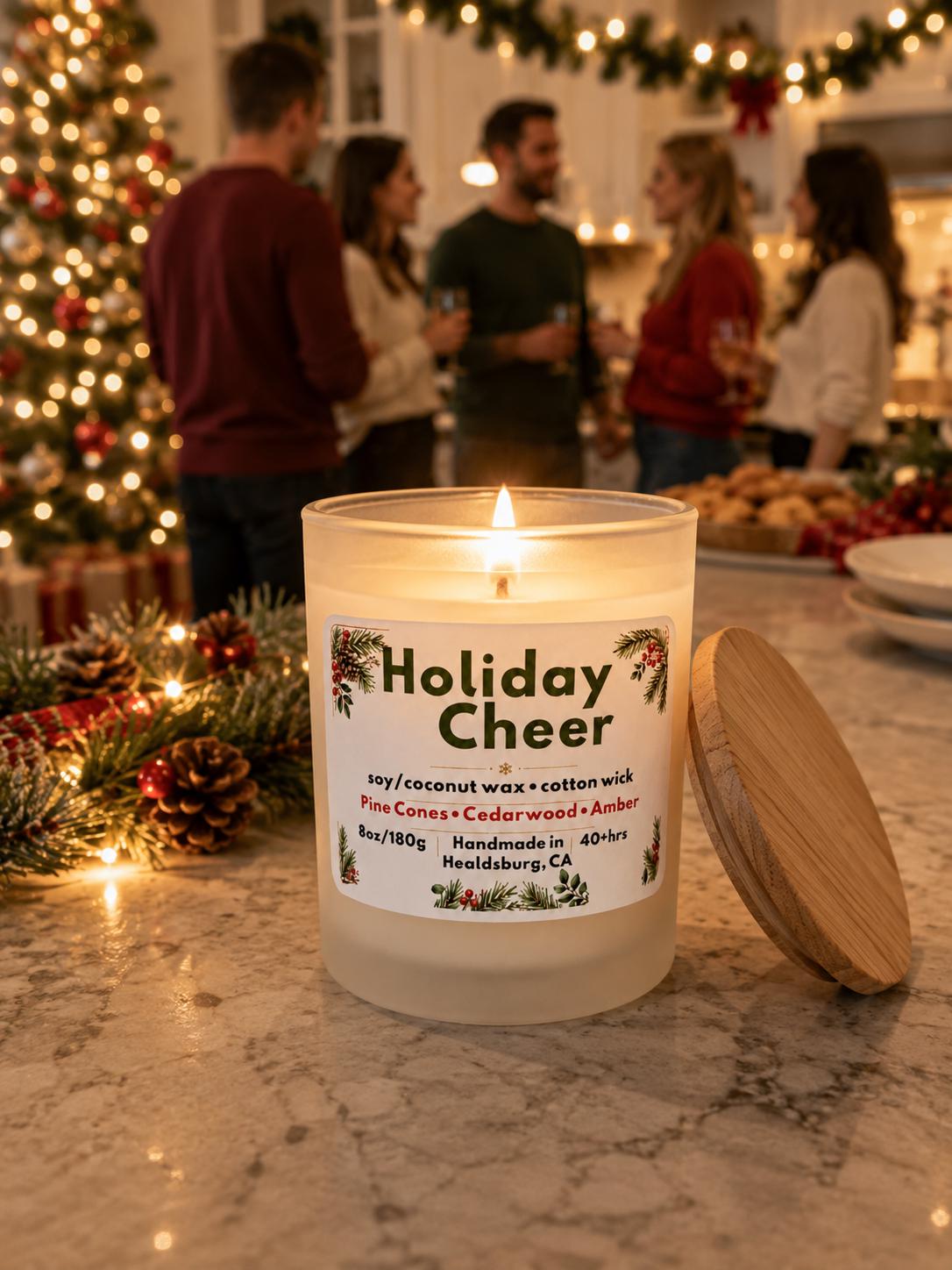 Holiday Cheer | Pine Cones, Cedarwood & Amber | 8 oz Soy Coconut Luxury Candle