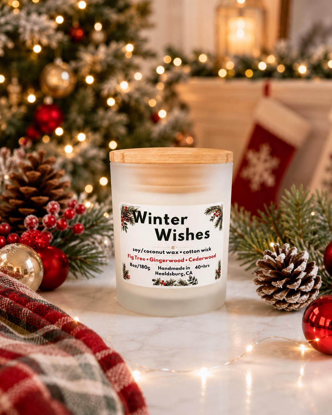 Winter Wishes | Fig Tree, Gingerwood & Cedarwood | 8 oz Soy Coconut Candle
