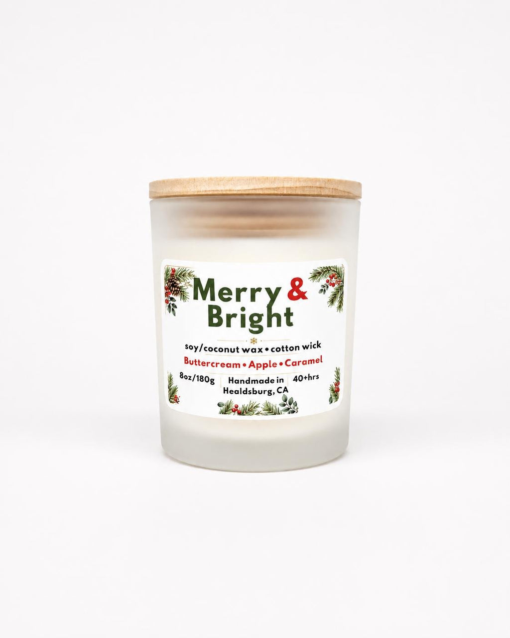 Merry and Bright | Buttercream, Hot Apple Pie & Caramel Apple | 8 oz Soy Coconut Candle
