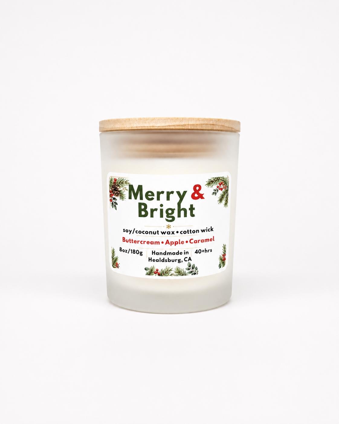 Merry and Bright | Buttercream, Hot Apple Pie & Caramel Apple | 8 oz Soy Coconut Candle