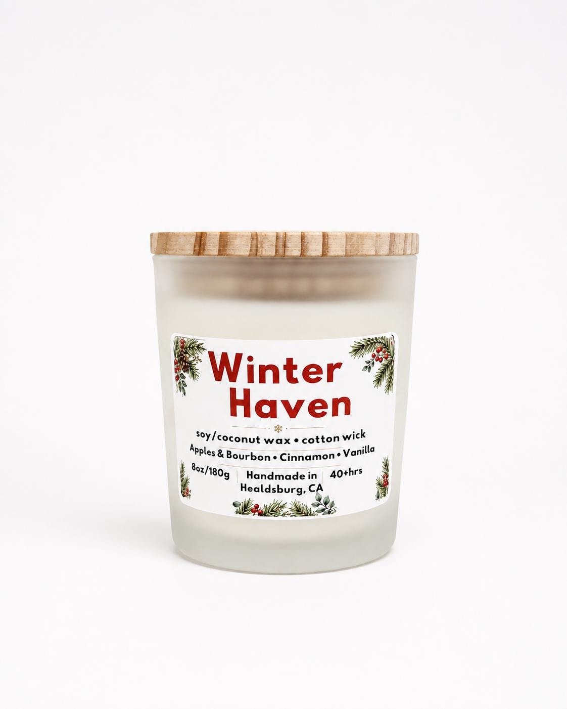 Winter Haven | Apples and Bourbon, Cinnamon & Vanilla | 8 oz Soy Coconut Candle