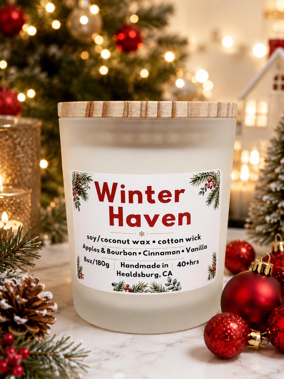 Winter Haven | Apples and Bourbon, Cinnamon & Vanilla | 8 oz Soy Coconut Candle